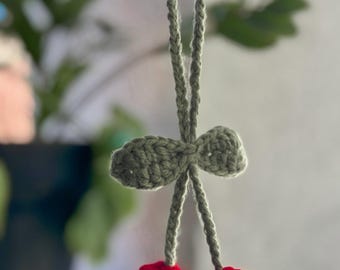 Crochet Cherry Charm – Handmade Cherry Bag Charm & Keychain Accessory