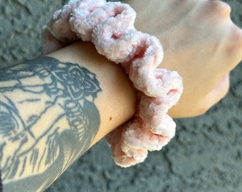 Blush Pink Crochet Scrunchie