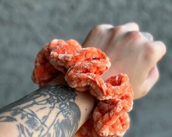 Apricot Crush Crochet Sparkle Scrunchie