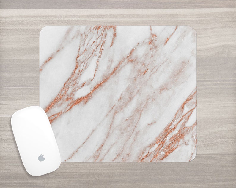 Marble Mouse Pad Rose Gold White Faux Image 0