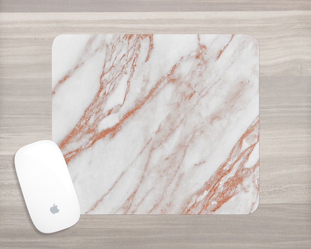 Marble Mouse Pad Rose Gold Marble White Faux Marble Mousepad Gift For Her Office Desk Accessories Mouse Mat Computer Accessories