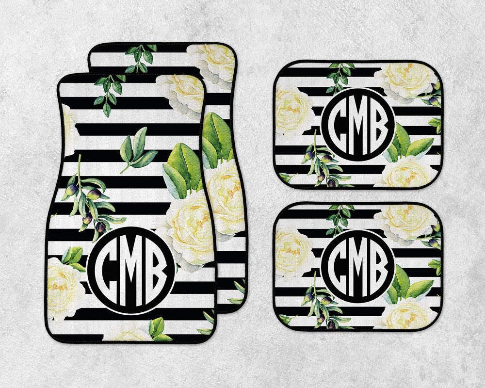 Personalized Car Mats Floral Car Mats Monogram Car Mat Set