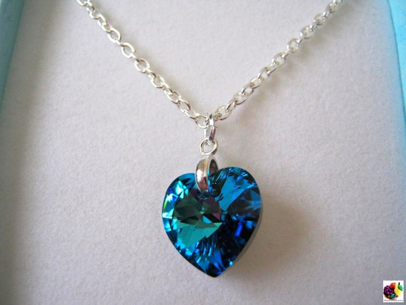 Crystal Heart Swarovski in Custom Color Silver Plated Customized
