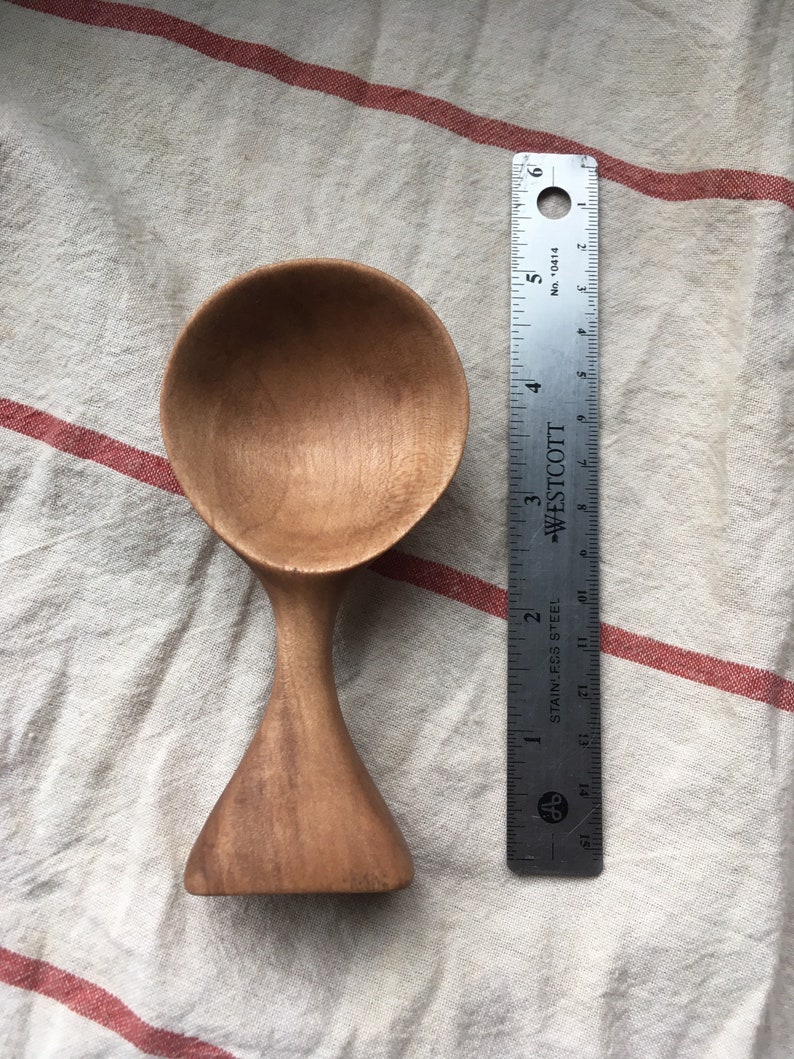 Hand carved, natural cherry wooden scoop image 3