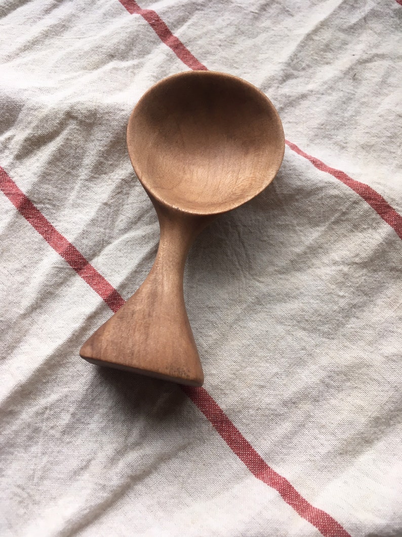 Hand carved, natural cherry wooden scoop image 4