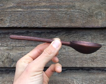 Hand carved, natural walnut, wooden coffee scoop