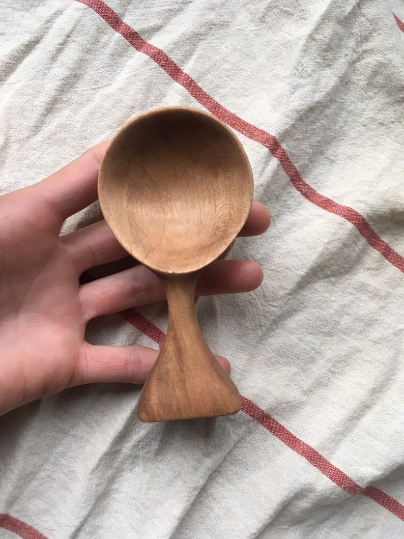 Hand carved, natural cherry wooden scoop image 5