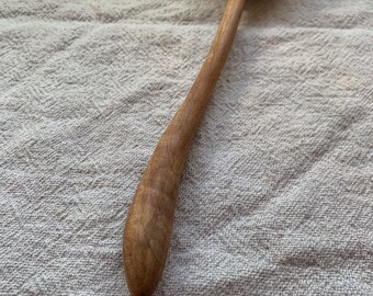 Hand carved, natural cherry, wooden mixing spoon