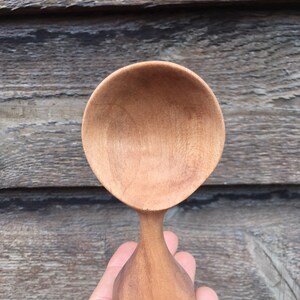 Hand carved, natural cherry wooden scoop image 7