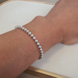 925 Sterling Silver,4mm,stretchable Ball Bracelets 17cm,18cm