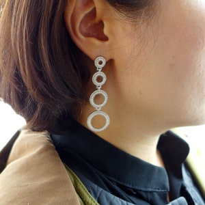 925,Sterling Silver,Cubic Zirconia,Dangle Earring,Wedding,Bridal,Anniversary,Party jewelry