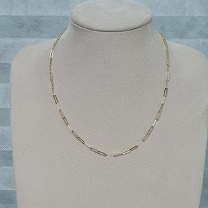16&quot;~ 24&quot;, 14 kt geel goud, roségouden diamantgeslepen paperclipketting, klein formaat