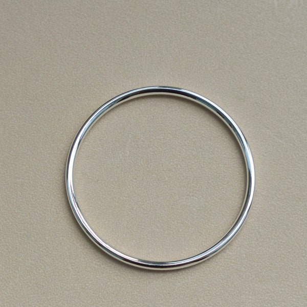 925 Sterling Silver,Hollow Tube Bangle,Silver Bracelets,Polished,Hand Made