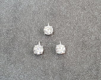 925 Sterling silver, round cubic zirconia, charms,  pendant Wholesale polished,3~10mm.