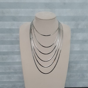 Rhodium überzogene 925 Sterlingsilber-Halskette, 3.5, 4.5, 6mm, Herringbone-Halskette, 14 &quot;~ 24&quot;, Nickel-bleifrei, Schlangen-Kettenhalskette
