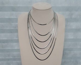 Gerhodineerd 925 sterling zilver, 3,5,4,5,6 mm, visgraatketting, 14" ~ 24", nikkel loodvrij, slangketting