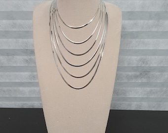 925 sterlingzilver, 3 mm, 4 mm, 5 mm, visgraatketting, 14"~ 24", loodvrij nikkel, slangenketting