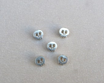 5pcs,925 Sterling Silver,Tiny Skull Charms,Pendent,DIY,Jewelry Making,Supplies,Findings,