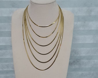 18K gold Plated 925 Sterling Silver,3.5,4.5,6mm,Herringbone Chain Necklace,14"~24",Nickle Lead Free,Snake Chain Necklace