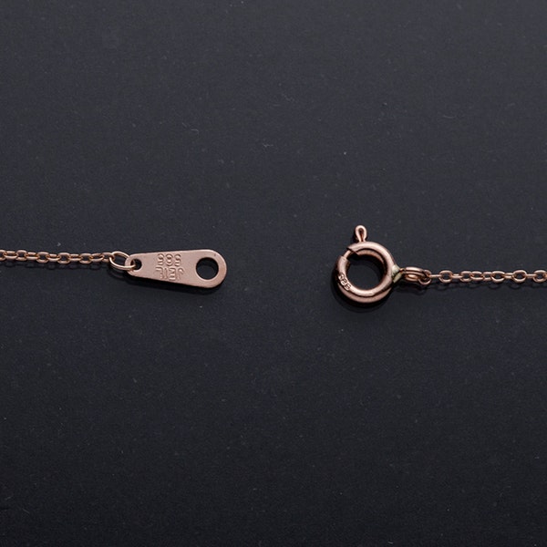 14K Solid Rose Gold,585, 6.5"~10 inches  1.0 mm Cable Chain Bracelets and Anklets