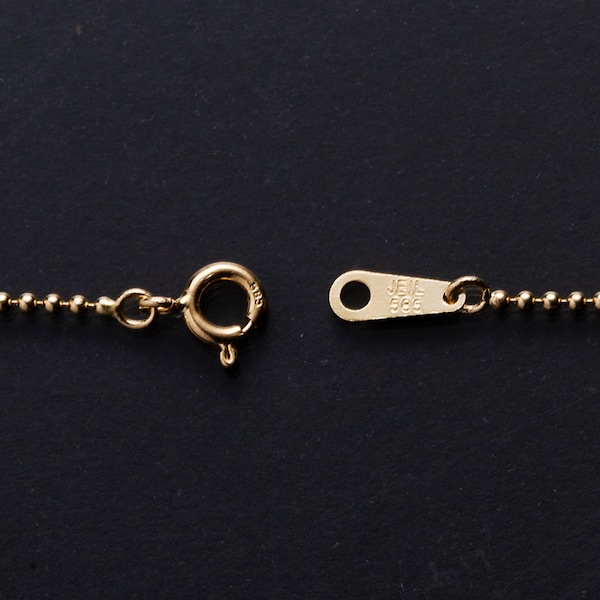14K Yellow Gold,585,14",16",18",20",22",24",26",28",30",1.2 mm Ball Bead  Chain Necklace wholesale price