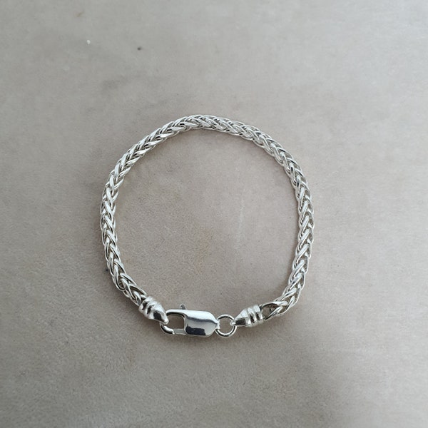 925 argent sterling, 4,5 mm, bracelets de chaîne de blé Spiga, 6,5 « ~ 9 », sans plomb Nickle, bracelets à chaîne lourde et épaisse