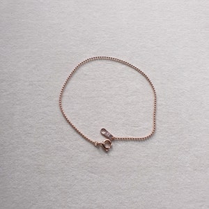 14K roséguld 1,0 mm kulkedja armband mycket tunt och delikat