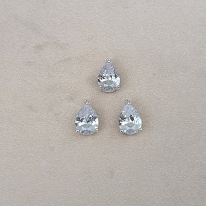 3 pcs,Nickle and Lead Free ,925 Sterling silver,pear shape cubic zirconia charms, pendant,Wholesale polished
