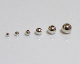 30 Stück, 925 Sterling Silber Nahtlose Kugel Perlen, 2 mm, 2.5 mm, 3 mm, 4 mm, 5 mm, 6 mm Für DIY, Schmuck Handwerk, Zubehör, Zubehör