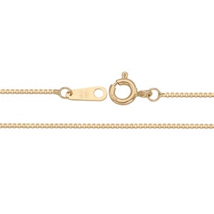 14K Solid Yellow Gold,White Gold,585,14&quot; 16&quot;,18&quot;,20&quot;,22&quot;,24&quot;,26&quot;,28&quot;,30&quot;,1.0mm Box Chain Necklace