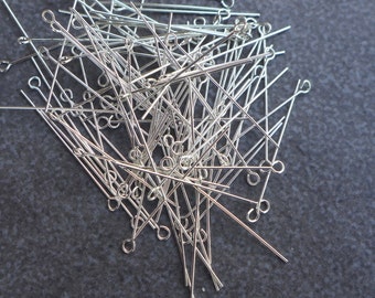 30pcs, 925 Sterling Silver,Eye Head Pins,0.5mm 24guage 30mm,50mm,Wholesale Price