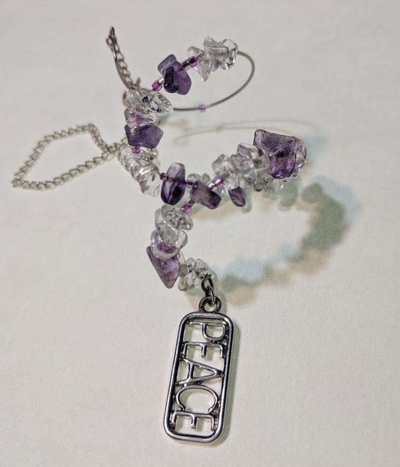 Sale Amethyst and Crystal Quartz Suncatcher Silver Peace