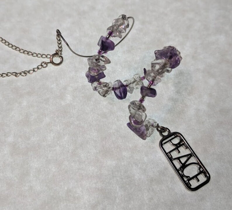 Sale Amethyst and Crystal Quartz Suncatcher Silver Peace