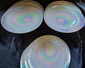 Rare Federal Glass 11 Dinner Plate Heat Proof Moonglow Opalescent Pearl Lustre White Milk Glass Iridescent Rainbow Platter Art Home Decor