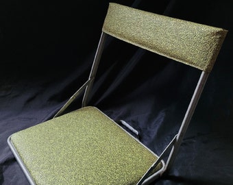 Retro Vinyl Tweed Portable Folding Seat Stadium Boating Camping Chair Outdoor Seating Gear