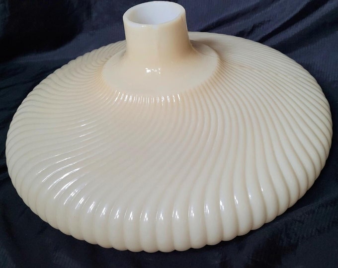 Large Torchiere Floor Lamp Dome Glass Shade Swirl Cream Light Fixture