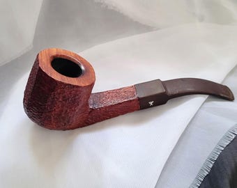 Hercules 619 EX Italian Briar Rusticated Paneled Bent Tobacco Pipe