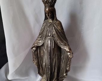 Antique D. Saudinos Ritouret Lady of Immaculate Conception Crown Virgin Mary Statue D.S.R. of France Devotional Idol Figurine