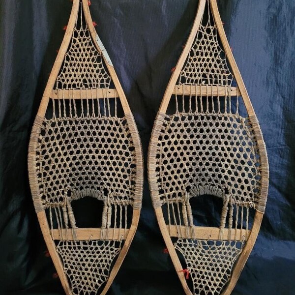 Native Wooden Sinew Snowshoes Home Cabin Art Decor Collectible