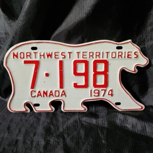 1974 Northwest Territories Canada Polar Bear Shaped License Plate