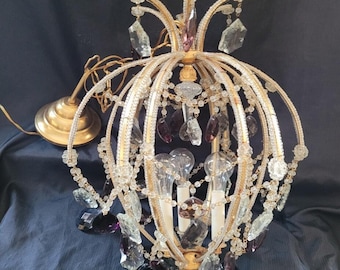 Swag Chain Gold Candlestick Chandelier Garland Beaded Crystal Clear Amethyst Smoke Gray Prisms Art Decor Hanging Ceiling Lighting Fixture