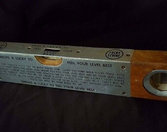 Rare Vintage Lucky Strike Tobacco Advertising Spirit Bubble Level Tool Garage Hardware Decor Tobacciana Collectible