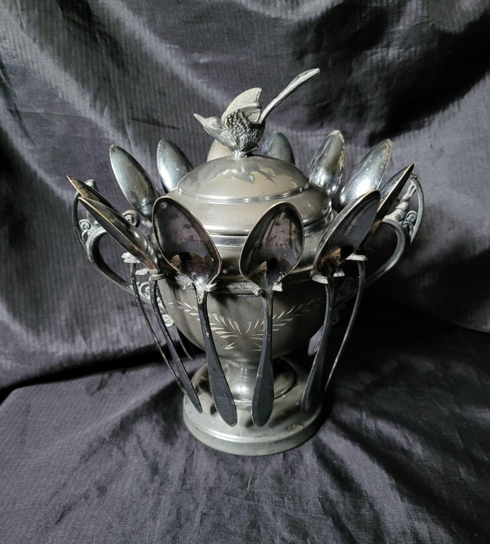 Antique New Amsterdam Silver Company Quadruple Plate Bird Finial