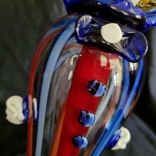 Vintage Italian Hand Blown Glass Clown Venetian Murano shops Style Art Tall Figurine Circus Collectible Home Decor Carnival Figure Character