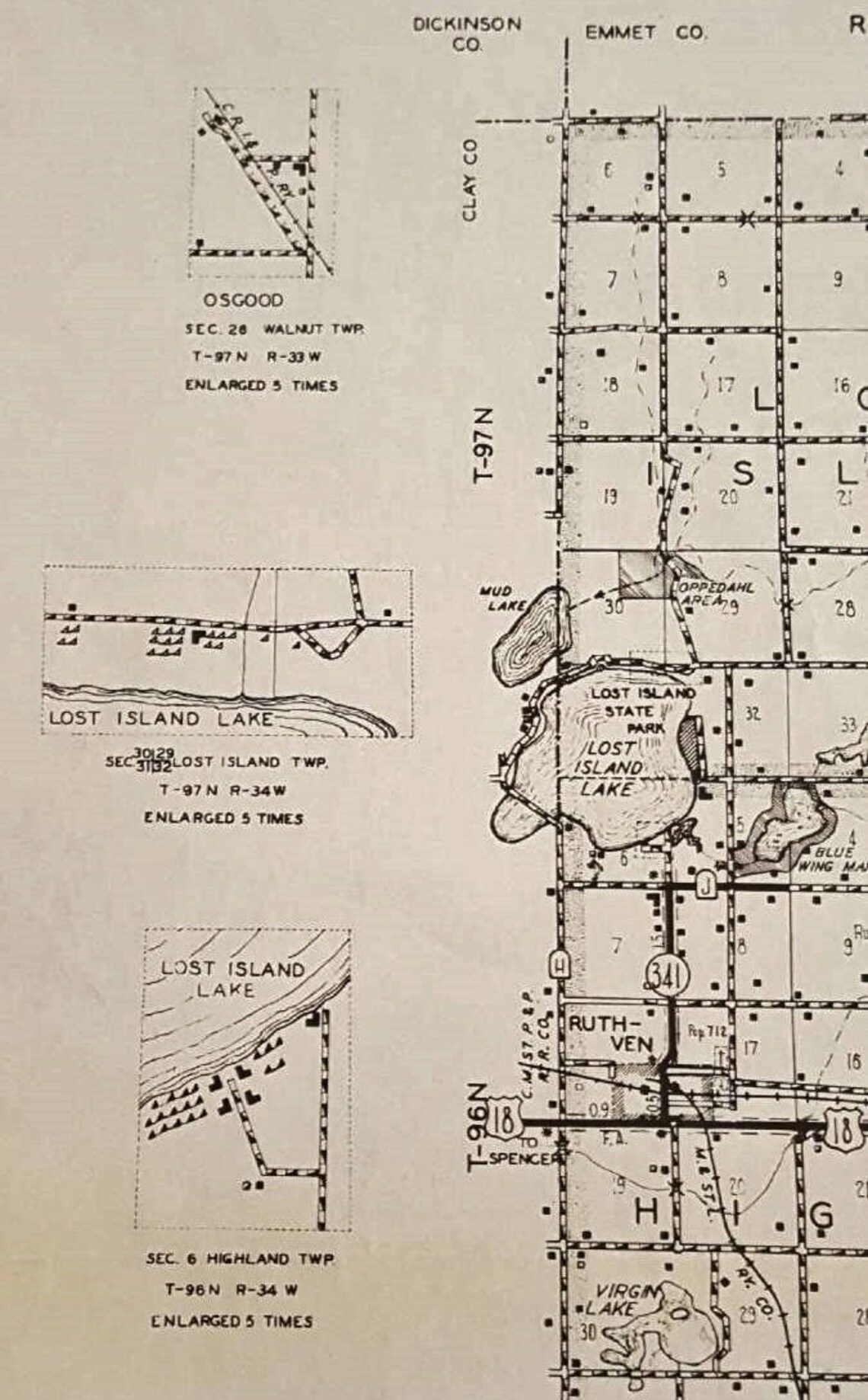 Vintage Map Palo Alto County Iowa Highway & Transportation Etsy