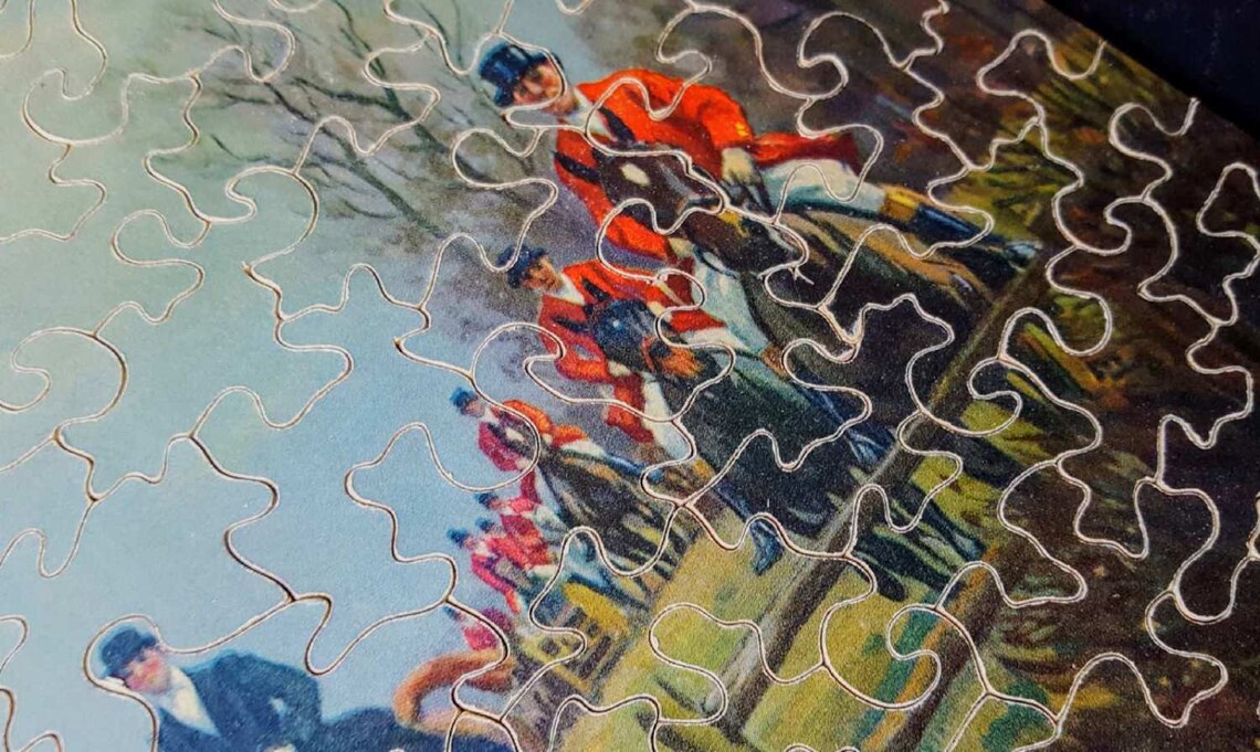 Lot Vintage Puzzles Zigzag Wooden Jigsaw Landscape Traders Etsy