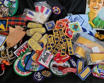 100+ Boy Scout Girl Scout Merit Badges Patches Pins Scarves Metals Ribbons Rare Bersted Mold Record Compass Craft Collectibles