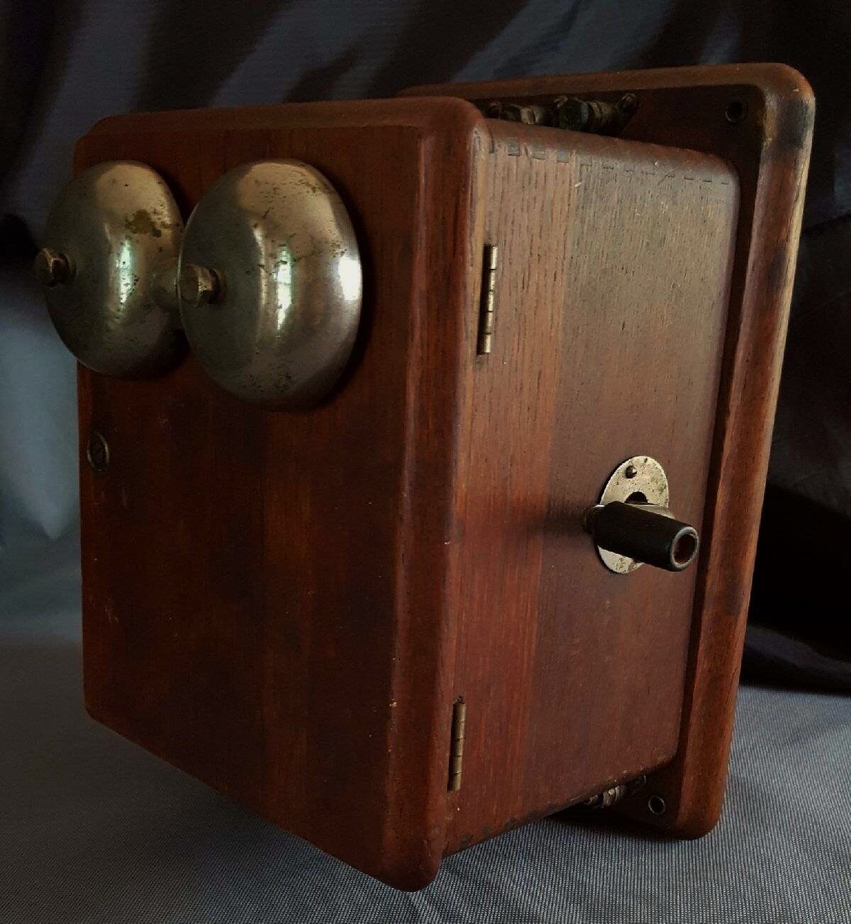 Antique Hand Crank Phone Wooden Box Coffin Wall Mount Kellogg Etsy