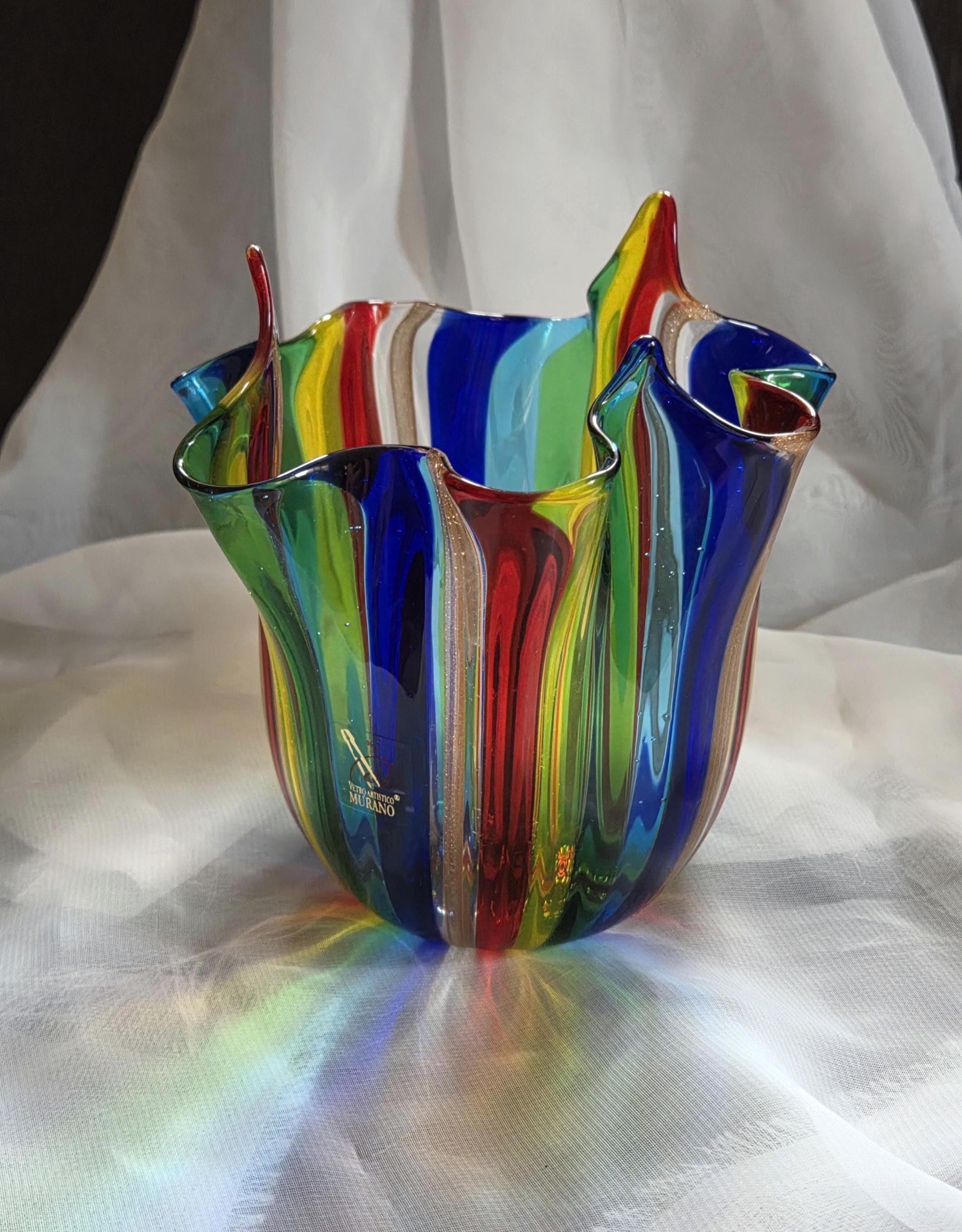 Striped Murano Glass Vase - Etsy