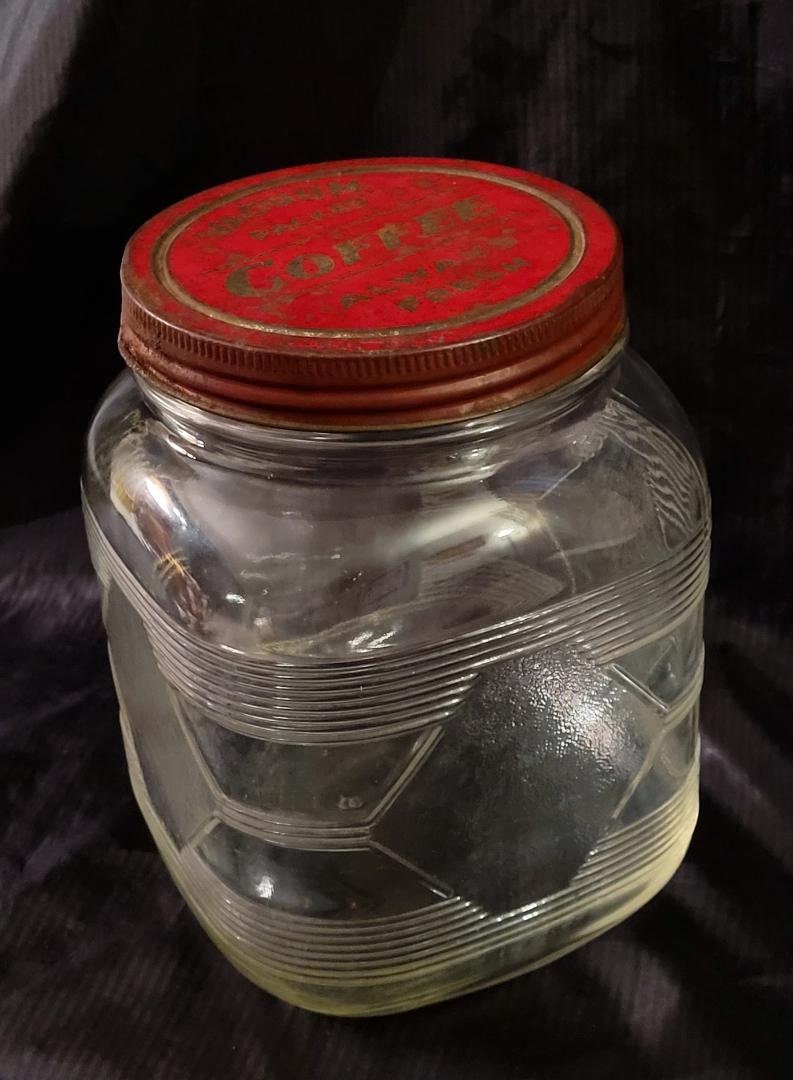 Vintage Large Glass Coffee Jar Vacuum Packed Always Fresh Lid Etsy